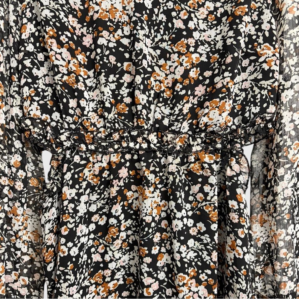 Lulus Autumn Bliss Floral Print Cutout Mini Dress Size L Long Sleeve Evening - Picture 5 of 16